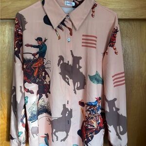 Cowboy Print Button Down Shirt